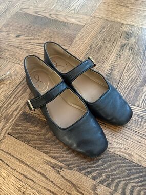 Sam Edelman Classic Black Mary Jane Flats with Gold Buckle